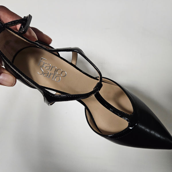 Franco Sarto | Jaya Black T-Strap Heels (7)