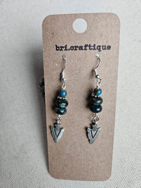 Teal Stone and Arrowhead Dangles