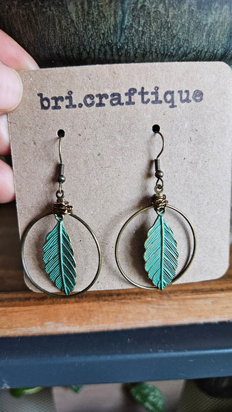 Patina Feather Hoops