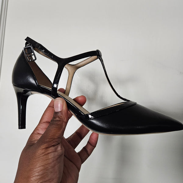 Franco Sarto | Jaya Black T-Strap Heels (7)