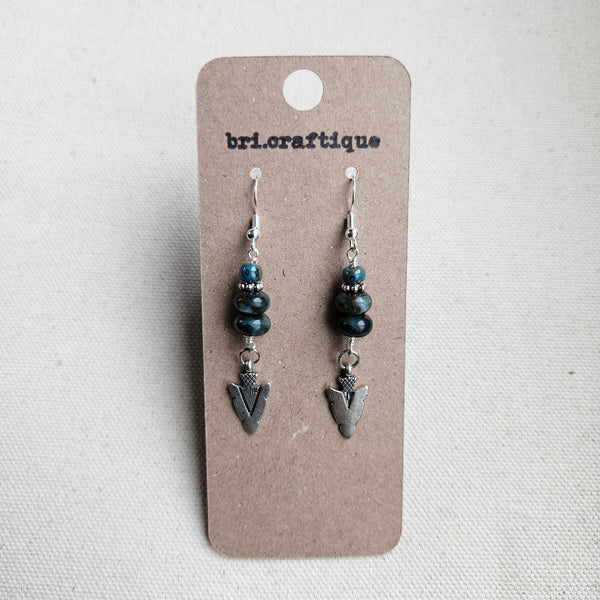 Teal Stone and Arrowhead Dangles