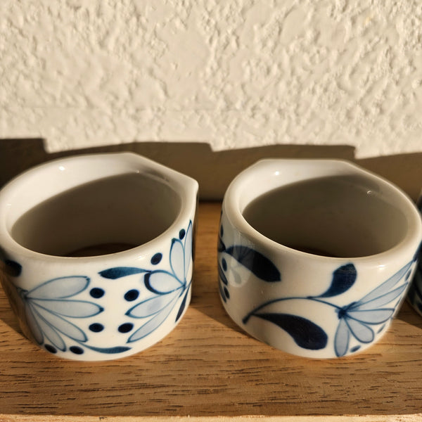 Ceramic Blue & White Napkin Rings - Set of 4