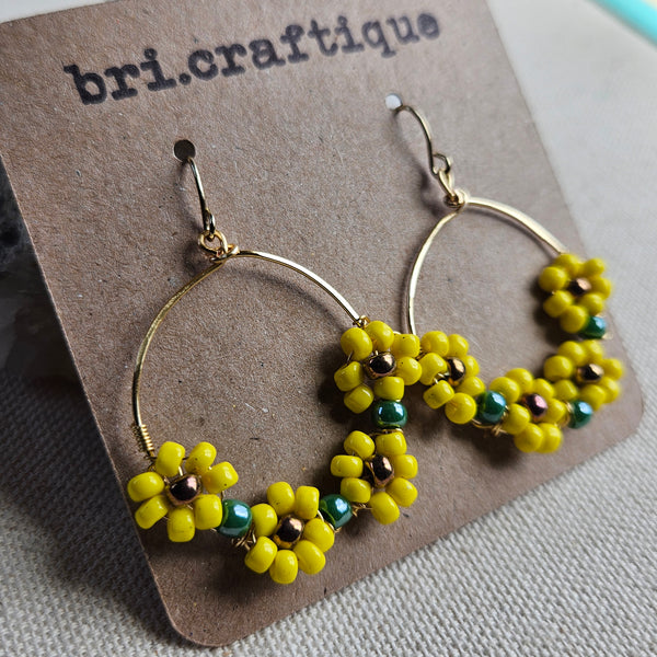 Sunflower Chain Hoops