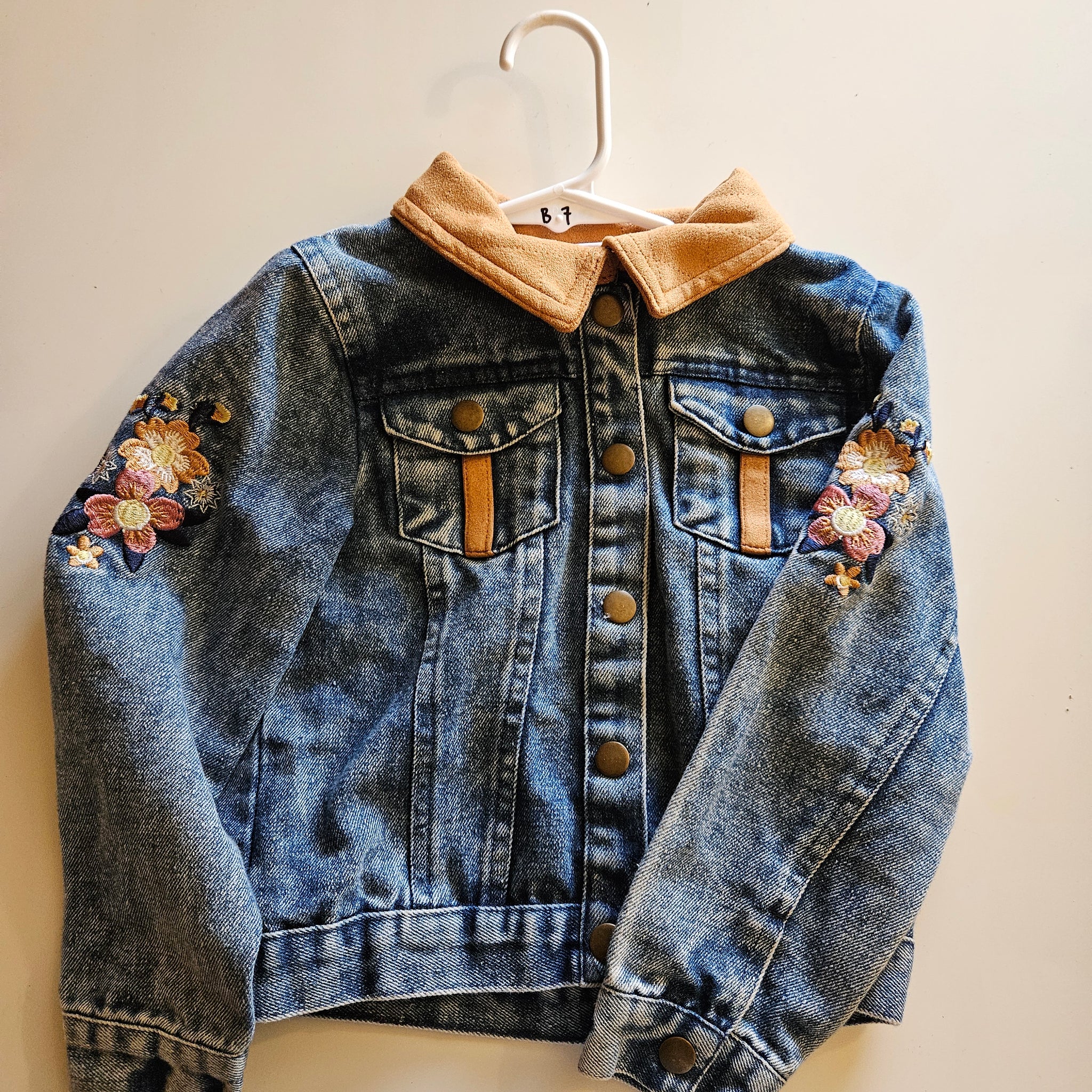 Girl's - Floral Embroidered Jean Jacket