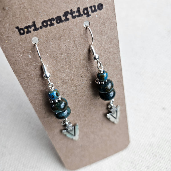 Teal Stone and Arrowhead Dangles