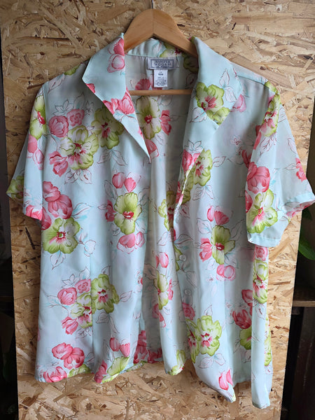 Vintage - Jennifer Moore | Light Blue Floral Button Up Blouse (18W)