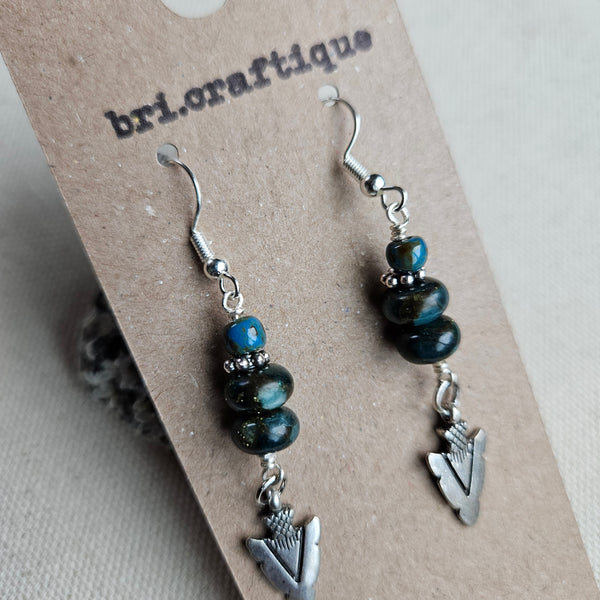 Teal Stone and Arrowhead Dangles