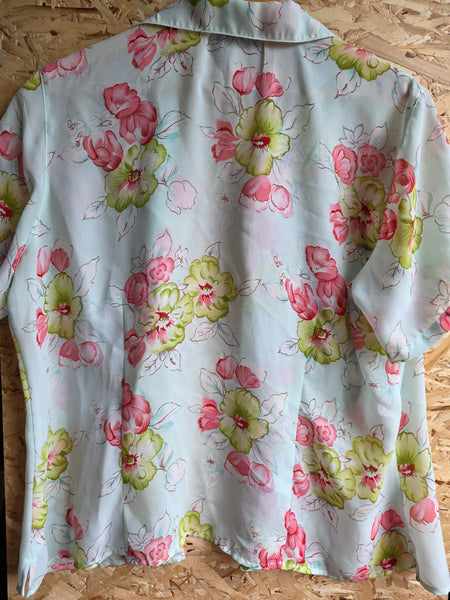 Vintage - Jennifer Moore | Light Blue Floral Button Up Blouse (18W)