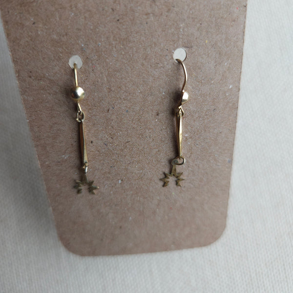 Vintage "Little Bang" Gold Star Dainty Dangle Earrings