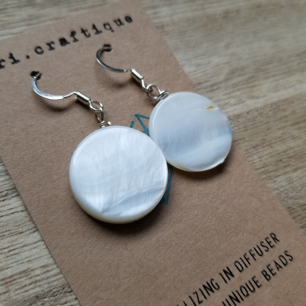 White Shell Disc Earrings