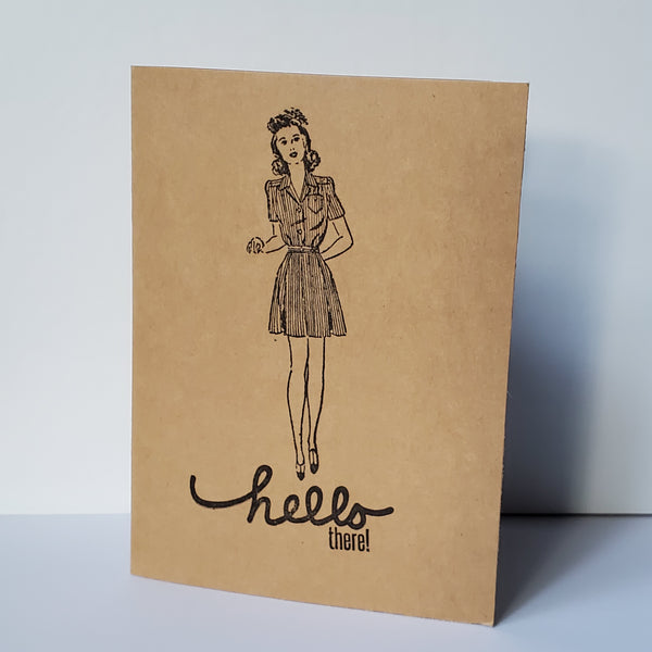 "Hello There" Vintage Lady | Handmade Card