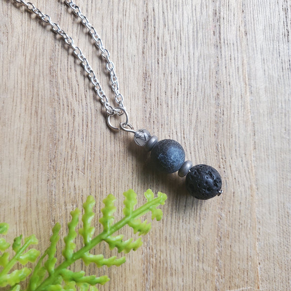 Tourmalated Quartz and Agate Diffuser Necklace