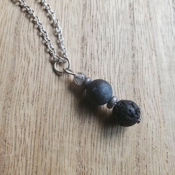 Tourmalated Quartz and Agate Diffuser Necklace