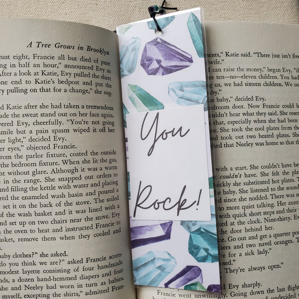 "You Rock" White Gemstone Bookmark