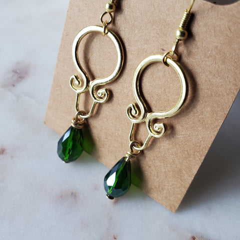 Emerald Green Crystal Teardrops