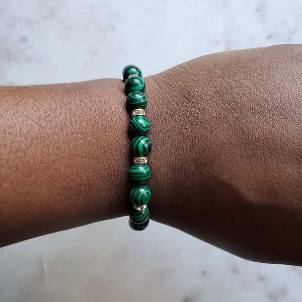 Green Wagnerite Beaded Bracelet