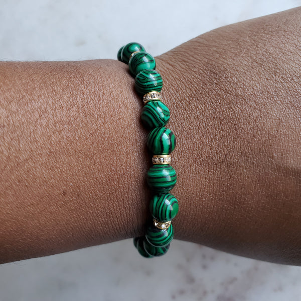 Green Wagnerite Beaded Bracelet