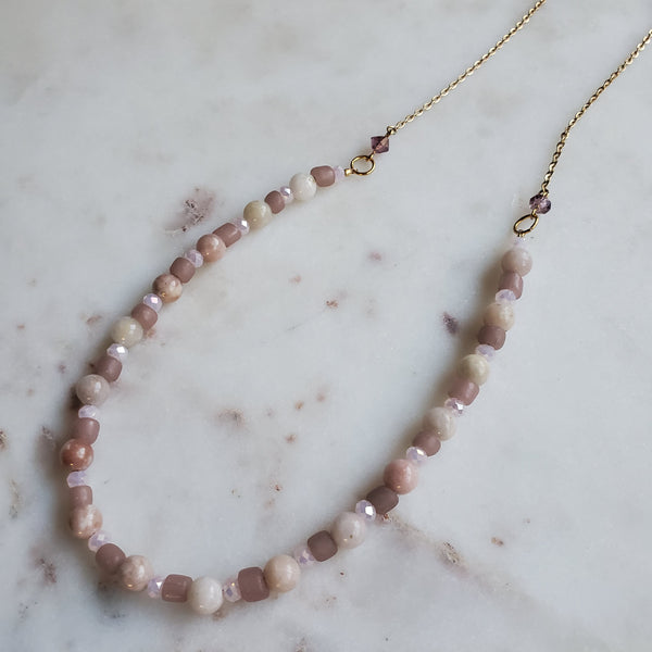 Pink Opal Beaded Necklace