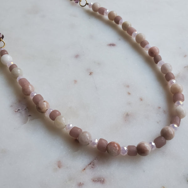 Pink Opal Beaded Necklace