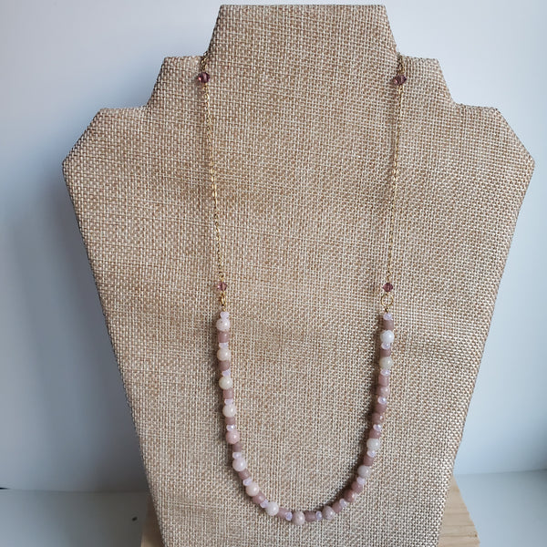Pink Opal Beaded Necklace