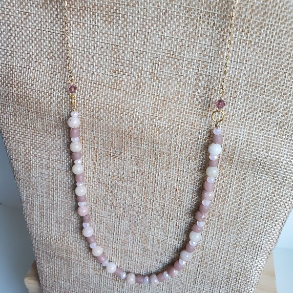 Pink Opal Beaded Necklace