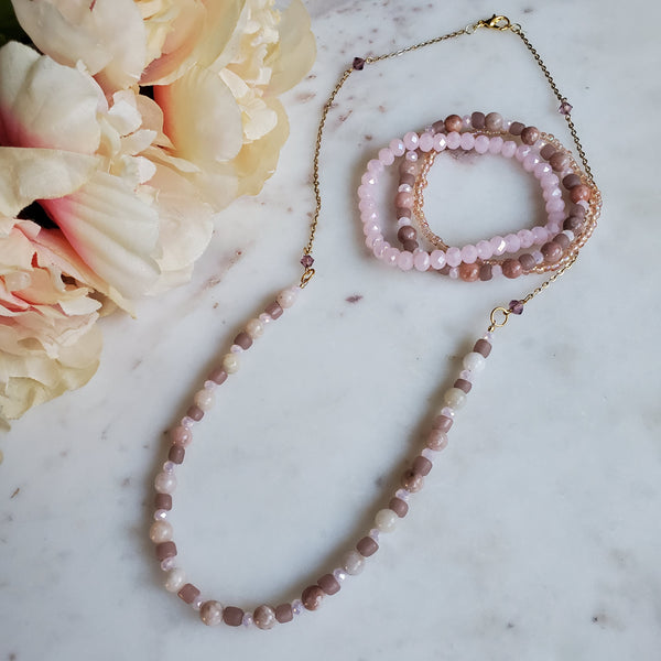 Pink Opal Beaded Necklace