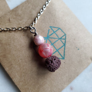 Pink Agate Lava Diffuser Necklace