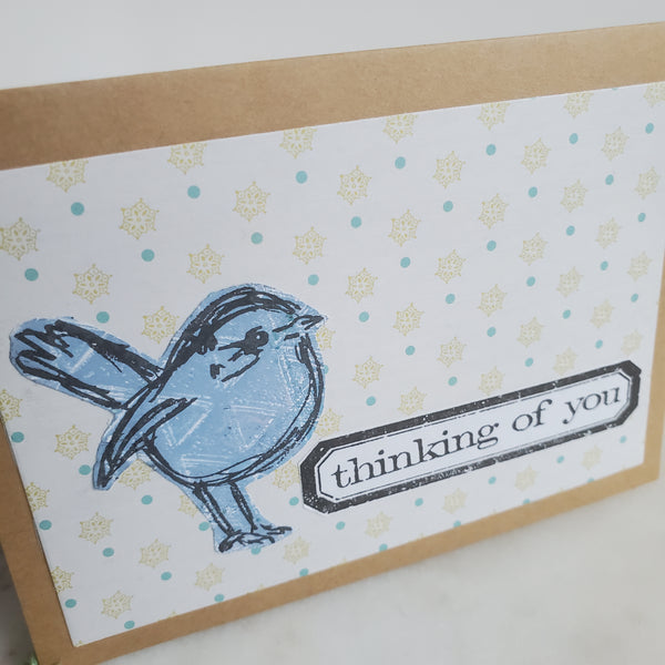 "Thinking of You" Spring Bird Handmade Card (Individual)
