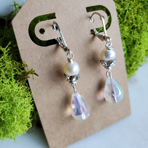 Pearl Crystal Teardrop Earrings