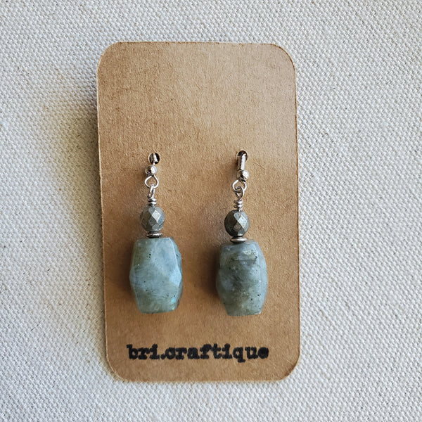 Labradorite and Pyrite Drop Earrings