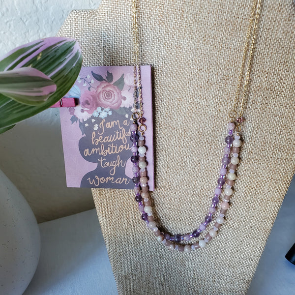 Pink Opal Beaded Necklace