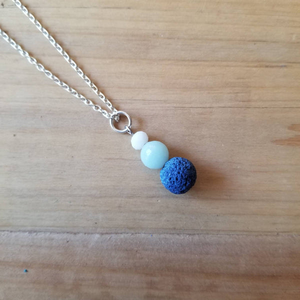 Amazonite + Denim blue Lava Bead diffuser necklace