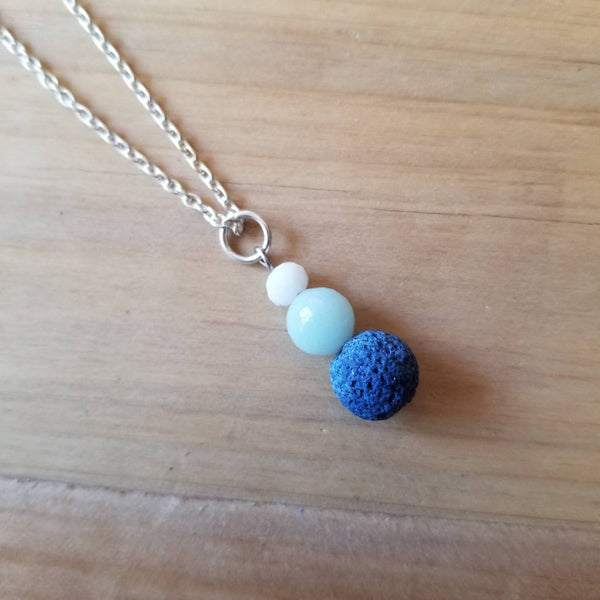 Amazonite + Denim blue Lava Bead diffuser necklace