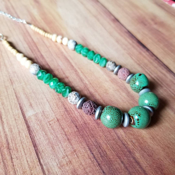 Green Ceramic Lava Diffuser Necklace