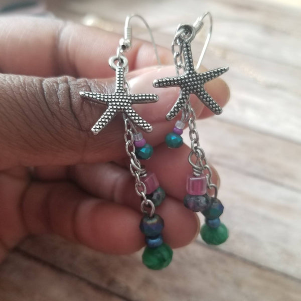 Starfish Beaded Dangle Earrings