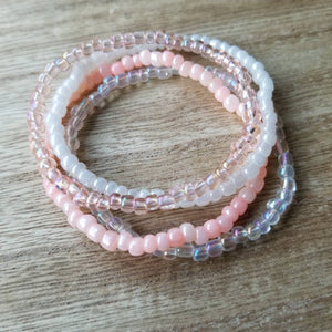 Pretty in Pink seed bead bracelet set