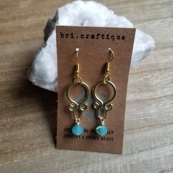 Blue and Gold Dangle earrings