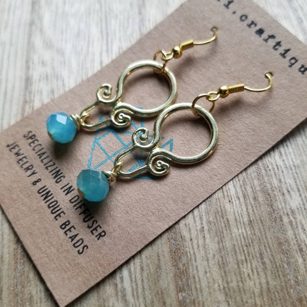 Blue and Gold Dangle earrings