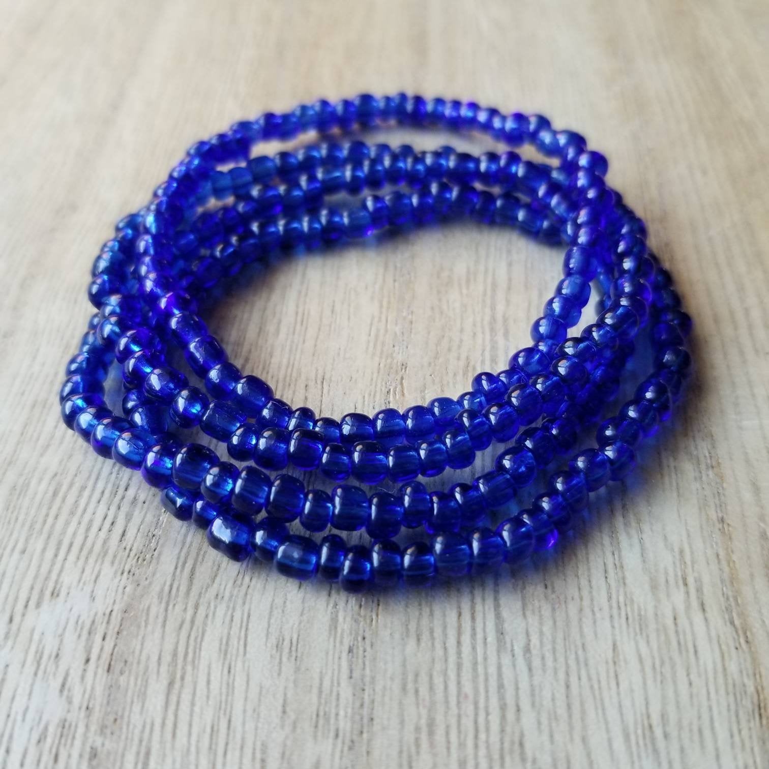 Sapphire Blue Seed Bead Bracelet