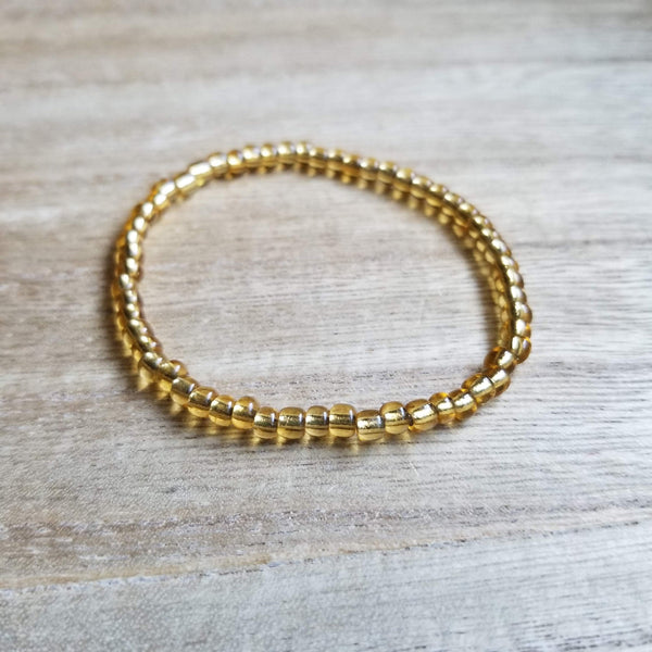 Citrine glass seed bead bracelet