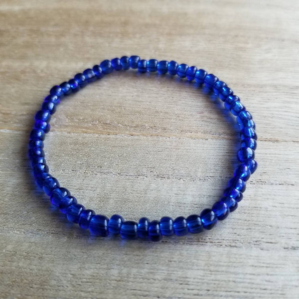 Sapphire Blue Seed Bead Bracelet